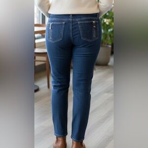 Michael Kors Moto Zip Pocket Jeans - Dark Indigo Straight Leg - Sz 10